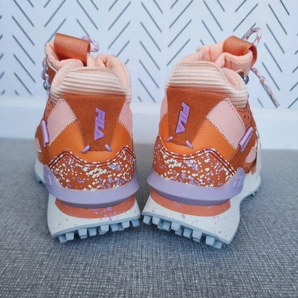 Fila Renno Multi Trekking Hi 7 Womens Shoes Orange Purple Suede Chunky Sneakers - Picture 10 of 12